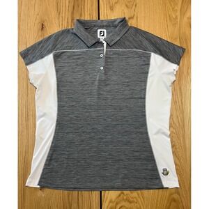 FootJoy Golf Polo Shirt Womens XL Grey White McArthur Golf Club Performance Top